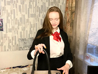 Schoolgirl can't concentrate on her studies and decides to take a break.