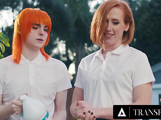TRANSFIXED - 2 Ginger Transgenders Fuck Cis Woman Kenzie Anne