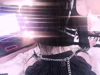Dollie Bear plays synth with a huge dildo