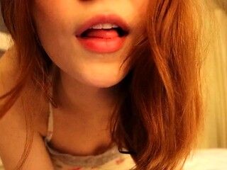 Sweet beauty masturbating on webcam close up