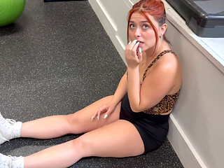 Curvy redhead works out on his hard cock this time POV