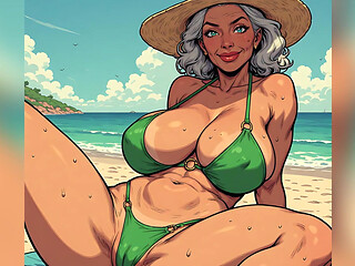 Beautiful Beach Women Comic Art