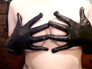 Nipple Squeezing Boob Tease Black Gloves