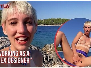 Adorable Annika Fingers Herself On A Beach In Croatia