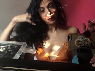Hot brunette babe goes crazy jerking part5