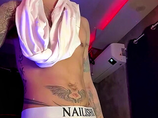 Asian Inked Boy Teasing and Jerking off