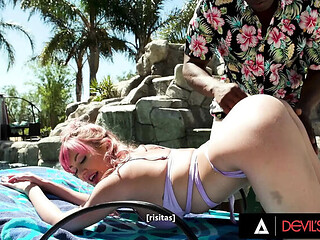 DEVILS FILM - Cheating Husband Fucks Wife's Best Friend Adira Allure in the Ass