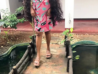 Sri Lankan cutie gets pounded in the garden