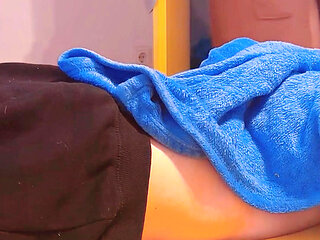 My stepmom, a brunette MILF with big tits, gets my milk by surprise when I'm resting.