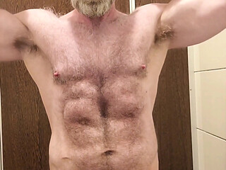 Hairy Muscle Guy Shows off and Jerks off