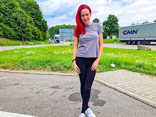 German Redhead Teen Cheats in Public Car Sex - Outdoor Doggystyle Creampie
