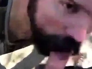 Bearded Daddy Gives Facial in the Woods
