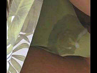 Amateur blonde babe touches and teases big uncut cock in public