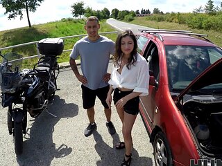 George Uhl and his wife fucked by a stunning czech brunette outdoors