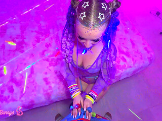 Glittered Alexandra Quintezz Takes Brian Deep In A Laser-Lit Room!