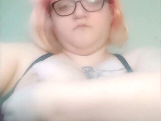 Amputee Playing with Her Huge Tits - Slow Motion