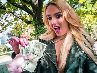 Cold Cash Warms Up Blonde'_s Pussy for Hard Indoor Pounding
