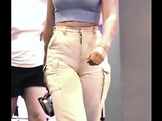 Pretty Girl in with Nice Ass in Beige Pants