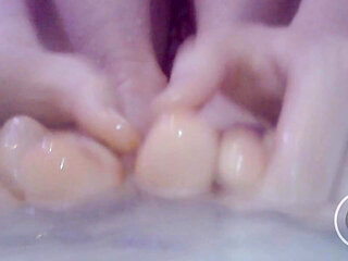 Washing and tickling my Feet in the Bathub! 