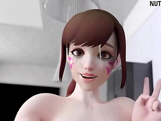 Mercy deepthroated after D.va