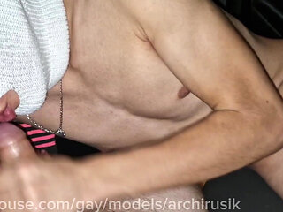 A student's tight ass was fucked for a ride on the highway in a taxi with a squirt of cum