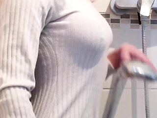 Wet Shirt in the Shower JOI