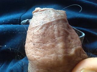 Man and his first masturbation of the day in close-up