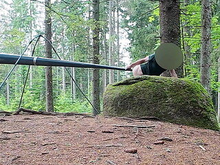 Outdoor in Public Anal Fucking an Object I found in the Woods Deep Anal
