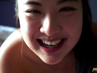 Cute Chinese GF gives sloppy blowjob and takes it in the ass