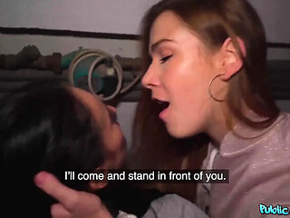 Public Agent Alexis Crystal and Lexi Dona in Lucky Basement Threesome
