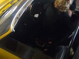 Behind the scenes vintage car