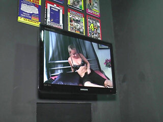 In the porn booth milfs punishing horny cock - 1