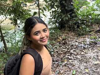 Stepsister rides my cock in a river in the Colombian jungle