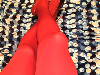Teasing in My Red Pantyhose