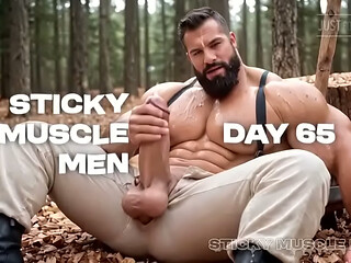 Sticky Muscle Men Day 65 Preview, AI-Generated Muscle Guys, Big Dicks, Big Cum Loads