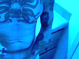 Amateur masked man wanks and plays with wax