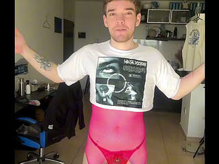 Cute Femboy in Fishnets Fucks his Bubble Butt and Moans - 4/30 Days Anal Challenge
