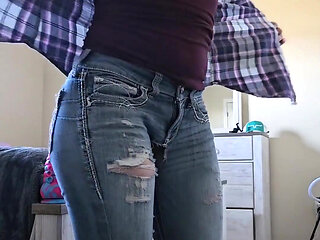 Throwback Thursday to Fucking My Big Toys in My Ass and Pussy While Wearing My Assless Jeans! the Stretch Was Unreal