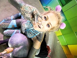 Heavily tattooed trans Lily Lu gets anal fisted