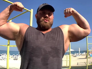 Full body workout at the beach