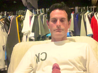 Mike stroking after hot shower