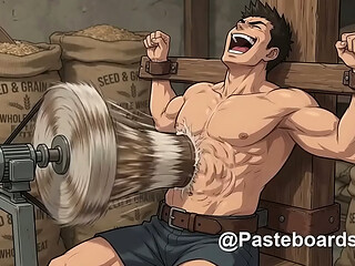 Arms Overhead, Abs Exposed - Bound Anime Muscle Jocks Tickled On Ribs (AI-Generated 2D Anime Bara)