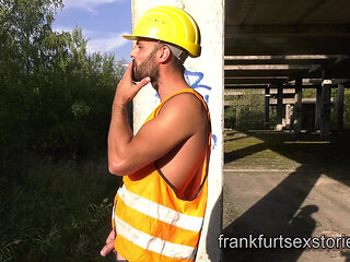 Wimp Deepthroats Construction Worker and gets Massive Facial