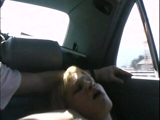 Horny Young Girl with Hairy Pussy Fucked in Car and Cum on Huge Tits by Big Amateur Cock