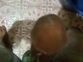 Playing with soap in the bathroom