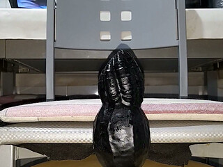 My Broken and Dilated Ass with an Oversized Wide Black Dildo Close-up