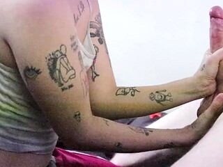 Blonde stoner babe worships huge cock with enthusiasm