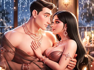 Desi Indian couple's steamy night with gold jewelry, sexy girl and muscular boy