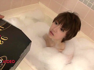 Akina Haras Sultry Japanese Bath Time Treat Enjoying Her Own Unique Blowjob Talent