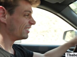 Shemale Stops Roughly After Blonde Draws Big Cock